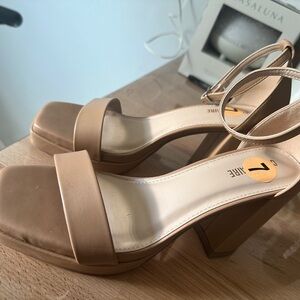 Tan Block Heel Sandals